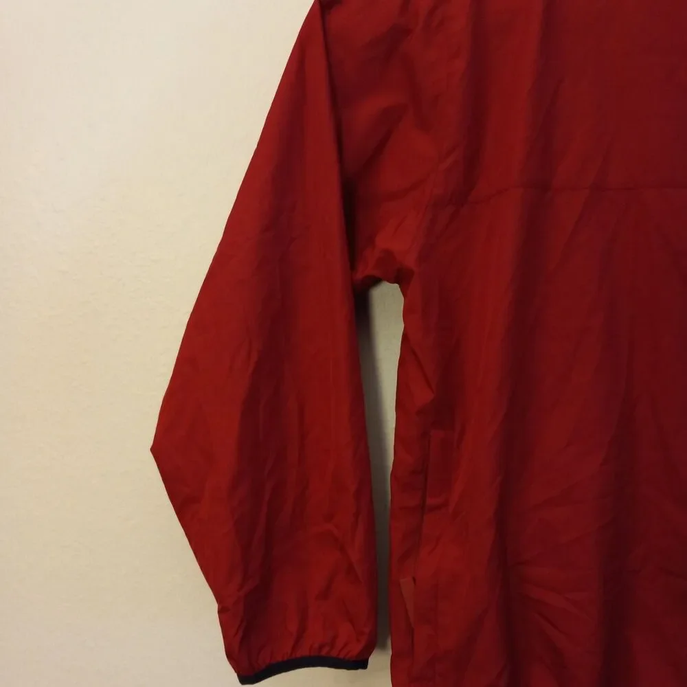 Mens Large IZOD Lightweight Jacket Windbreaker Polyester Red Hooded Pockets Vntg